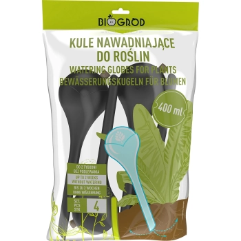 Kule nawadniające do roślin, czarne matowe, z korkiem, 400ml, 4 szt.