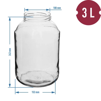 Słoik 3 L - 1 szt., złota zakrętka (fi 100)