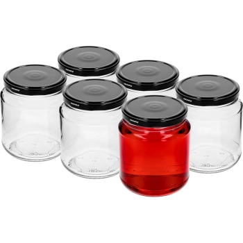 Słoik twist-off, grubasek 580 ml z czarną zakrętką fi 82/6, 6 szt.