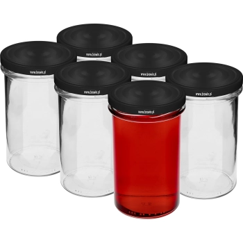 Słoik prosty 545 ml (fi 82) - z czarną zakrętką, 6 szt.