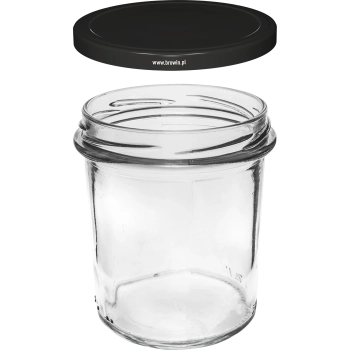 Słoik prosty 350ml z zak. czarną fi82 - 6szt.