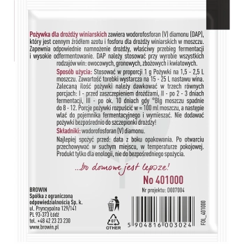 Pożywka dla drożdży winiarskich, 10 g