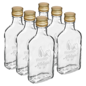 Butelka 200ml z zakrętką, nadruk USZY KRÓLIKA 6szt