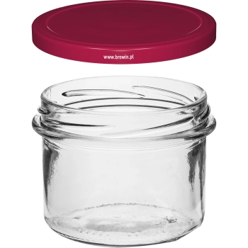 Słoik prosty 235 ml (fi82) z zakrętką bordo 6 szt.
