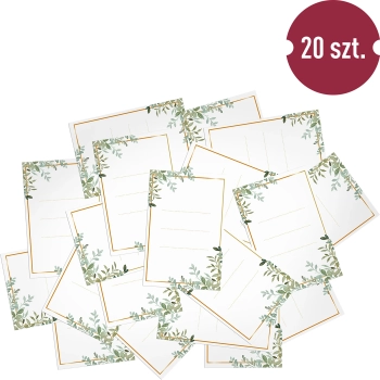 Etykiety samoprzylepne 60 x 90 mm na butelki, słoiki, prezenty wzór florystyczny - 20 szt.