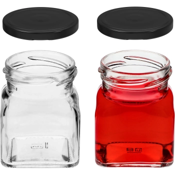 Słoik twist off 120 ml - Cztery kąty fi 53 z czarną zakrętką, 6szt