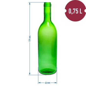 Butelka na wino 0,75L z korkami i kapturkami - 12 szt.