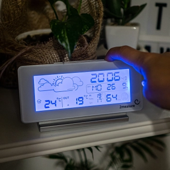 Stacja pogodowa RCC, DCF – elektroniczna, bezprzewodowa, podświetlana czujnik, biała