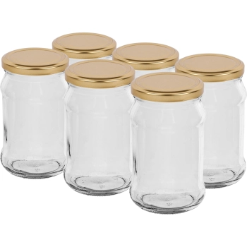 Słoik TO 300 ml ze złotą zakrętką fi 66 - 6szt.