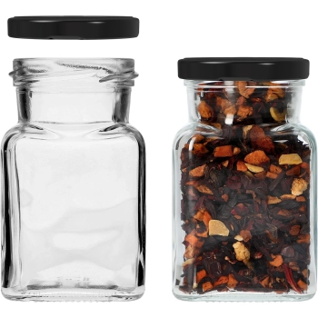 Słoik twist off 150 ml Cztery kąty fi 53 z czarną zakrętką, 6 szt.