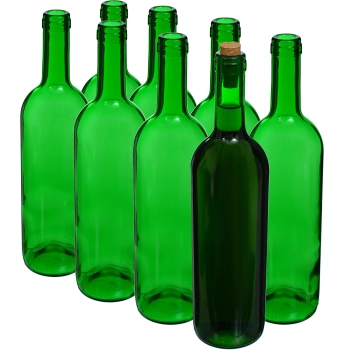 Butelka na wino 0,75 L zielona - zgrzewka 8 szt.