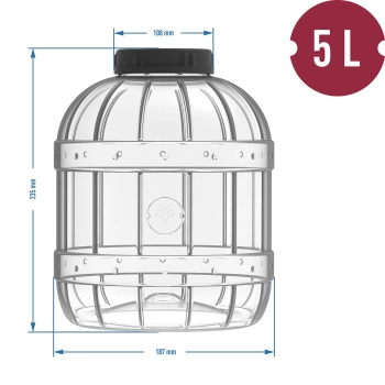 Nietłukący, wielofunkcyjny słoik z czarną zakrętką, 5 L