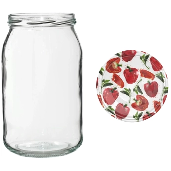 Słoik TO 900 ml z kolorową zakrętką fi82/6 - 6szt.