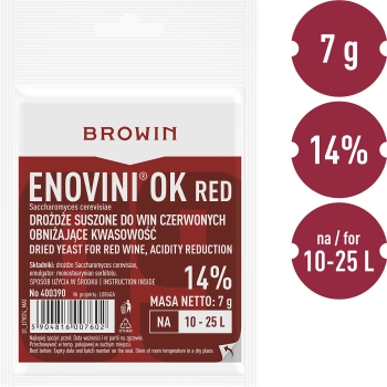 Enovini® OK RED - drożdże winiarskie obniżające kwasowość 7 g
