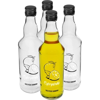 Butelka 0,5 L z zakrętką i nadrukiem Cytrynówka 4szt