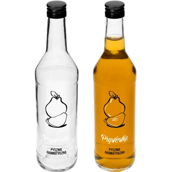 Butelka 0,5 L z zakrętką i nadrukiem Pigwówka - 4 szt.