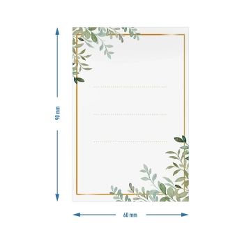 Etykiety samoprzylepne 60 x 90 mm na butelki, słoiki, prezenty wzór florystyczny - 20 szt.