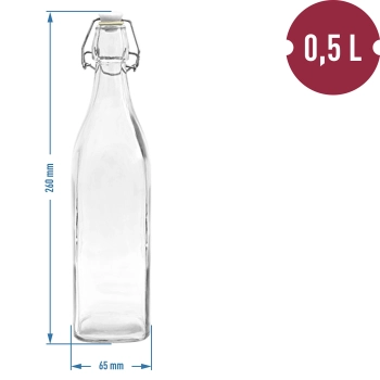 Butelka Kwadrat z hermetycznym zamknięciem 0,5 L