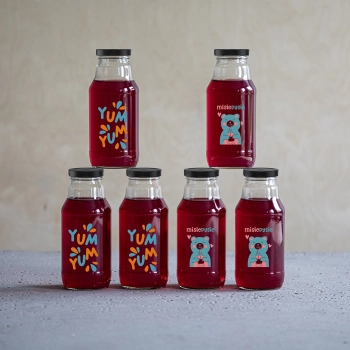 Butelka twist off 330 ml z zakrętką fi43 i kolorowym nadrukiem - 6 szt.
