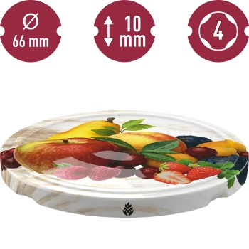 Zakrętka fi 66/4 owoce na białym tle - 10 szt.