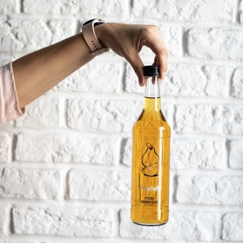 Butelka 0,5 L z zakrętką i nadrukiem Pigwówka - 4 szt.