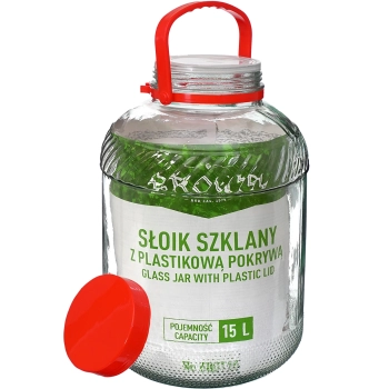 Słoik 15 L z plastikową pokrywą