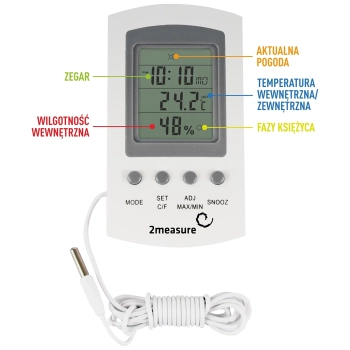 Stacja pogodowa – elektroniczna, sonda, biała