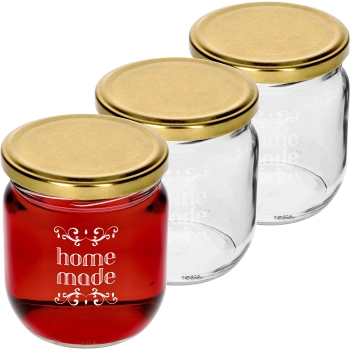 Słoik Twist-off 425 ml z nadrukiem „Home Made” i zakrętką, 3 szt.