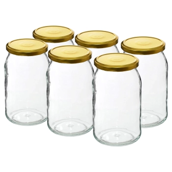 Słoik TO 900 ml z zakrętką złotą fi 82/6 - 6 szt.