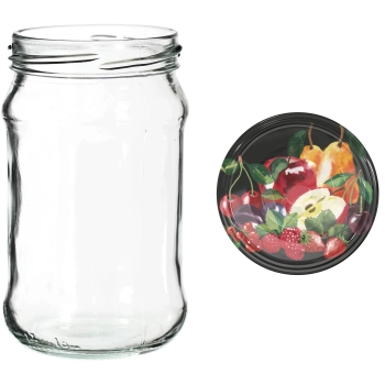 Słoiki 300 ml z kolorową zakrętką fi 66 - 6 szt.