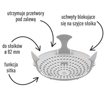 Docisk - sitko do przetworów, kiszonek i octu - do słoików fi 82
