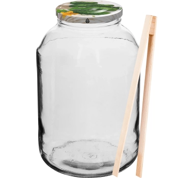 Słoik 4 L, kolorowa zakrętka + widelec lub szczypce
