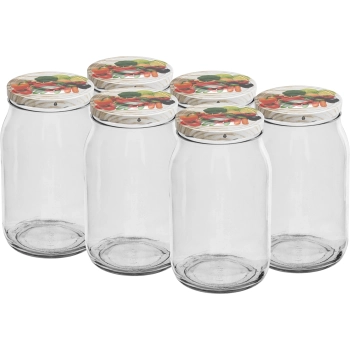 Słoik TO 900 ml z kolorową zakrętką fi82/6 - 6szt.