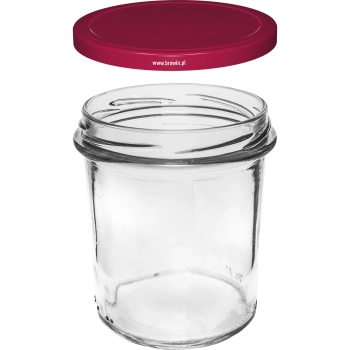 Słoik prosty 350 ml (fi 82) z zakrętką bordo 6 szt.