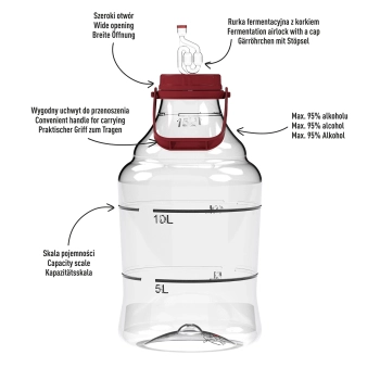 Balon do wina lekki, nietłukący, z uchwytem, 15 L