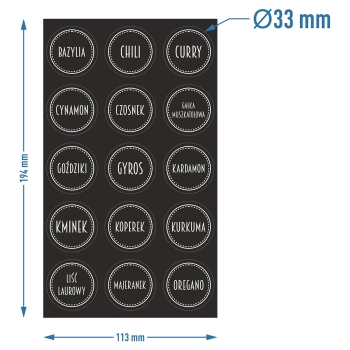 Zestaw 12 x słoik 150 ml + 30 etykiet do oznaczania przypraw