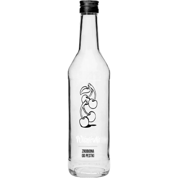 Butelka 0,5 L z zakrętką i nadrukiem Wiśniówka - 4 szt.