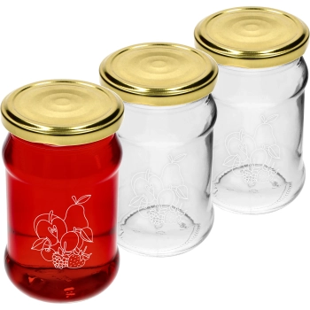 Słoik TO 300 ml z nadrukiem - mix owoców i zakrętką fi66/4 - 3 szt.