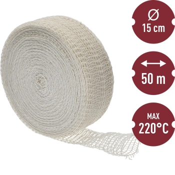 Siatka wędliniarska o wymiarach 15 cm x 50 m, z wytrzymałością termiczną do 220C