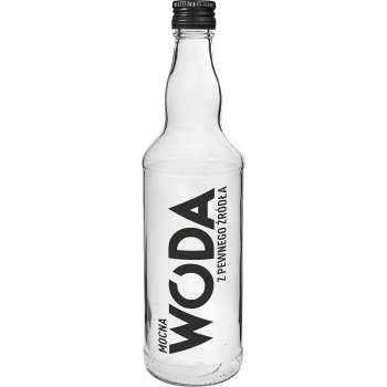 Butelka 0,5 L z zakrętką i nadrukiem mocna Woda