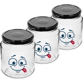 Słoik twist-off 580 ml z nadrukiem Buźka i zakrętką fi 82/6 - 3 szt.