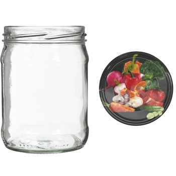 Słoik twist off 500 ml z kolorową zakrętką fi82/6 - 6szt.