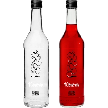 Butelka 0,5 L z zakrętką i nadrukiem Wiśniówka - 4 szt.