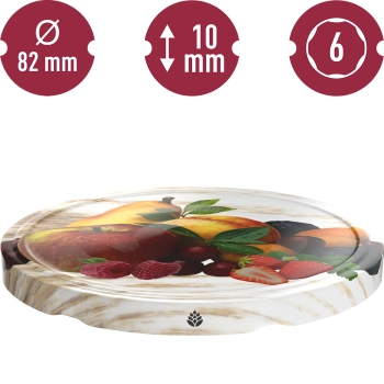Zakrętka fi 82/6 owoce na białym tle - 10 szt.