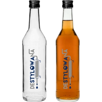 Butelka 0,5 L z zakrętką i nadrukiem Destylowana - 4 szt.