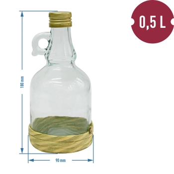 Butelka Gallone 0,5 L w oplocie, z zakrętką