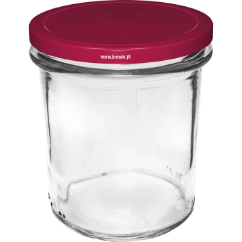 Słoik prosty 350 ml (fi 82) z zakrętką bordo 6 szt.