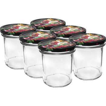 Słoik 350 ml z zakrętką kolorową - 6 szt.