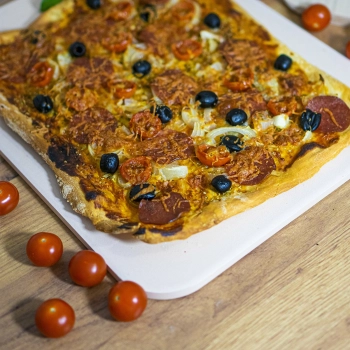 Kamień do pizzy prostokątny, wykonany z kordierytu, - 38 x 30,5 cm