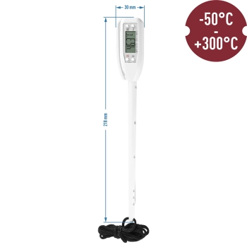 Elektroniczny termometr kuchenny (-50C do +300C) z etui, biały
